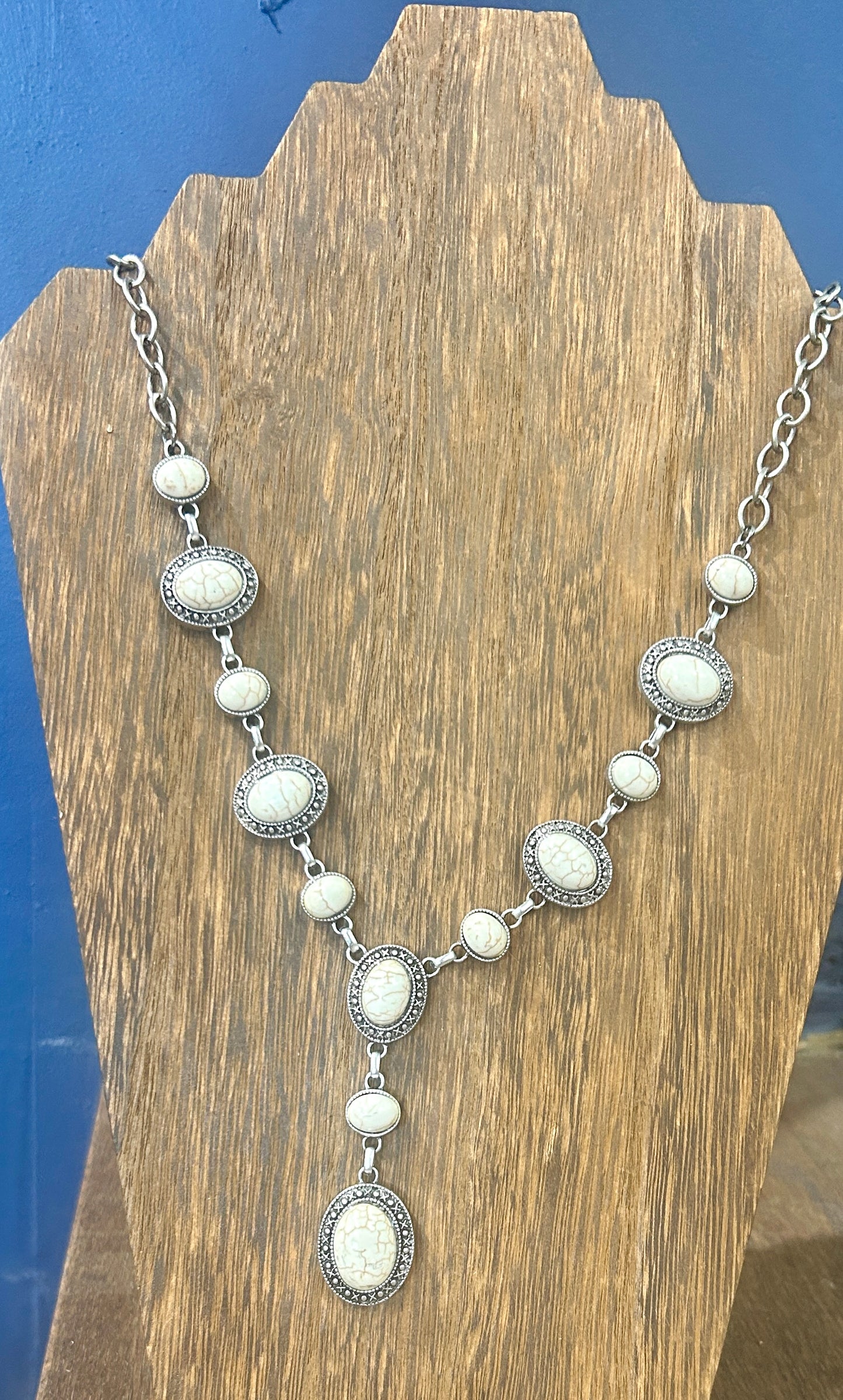 White Stone Faux Turquoise Necklace