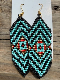 BLACK & BLUE BEAD VIOLA EARRINGS