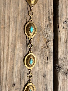 MW Gold Concho Belt w Turq Diamond Center