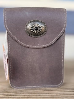 Leather Concho Cellphone Crossbody Bag