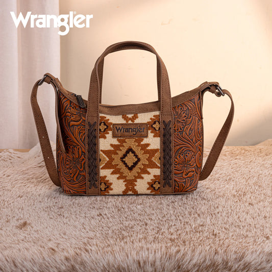 Wrangler Tooled Aztec Pattern Print Tote/Crossbody