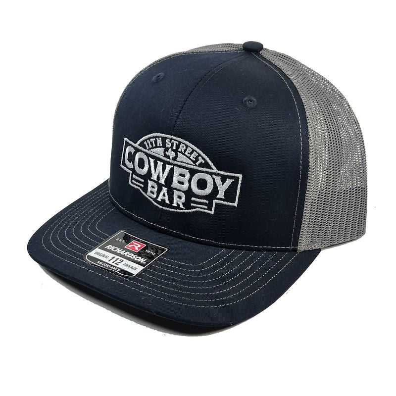 Hat Black front and grey back w/white embroidery 11th Street Cowboy Bar