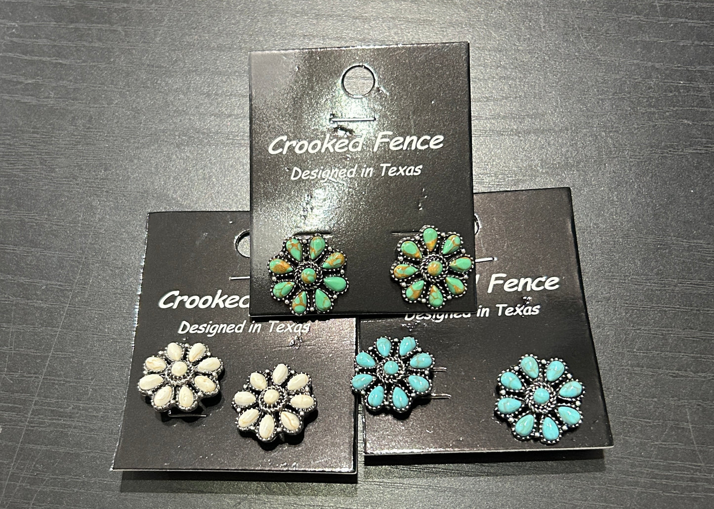 Stone Flower Stud Earrings