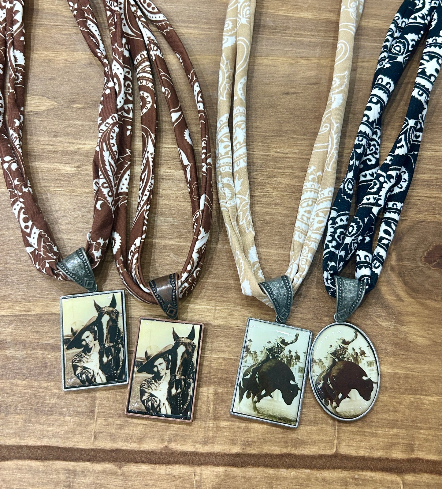 Bandana Print Western Pendant Necklace