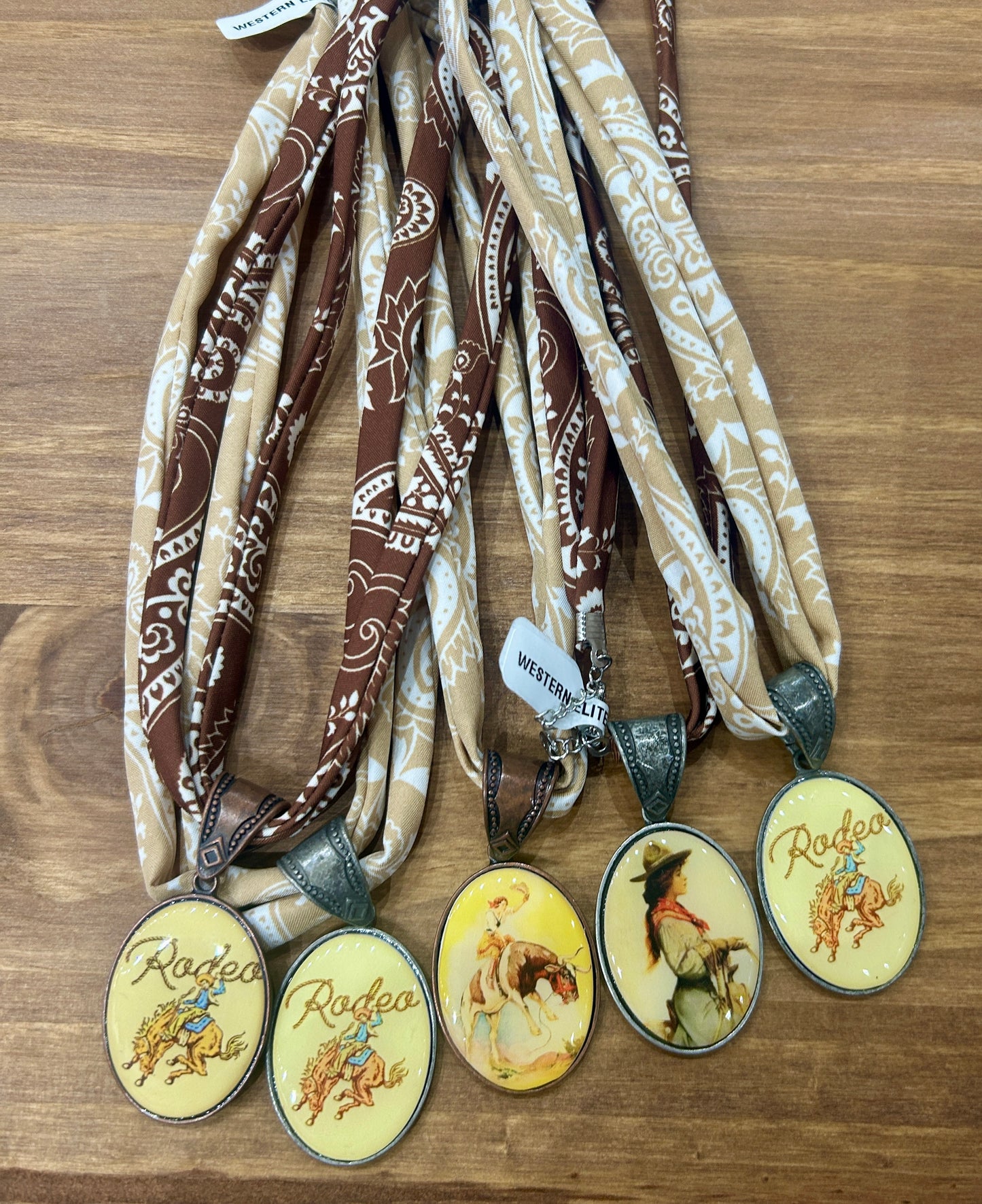 Bandana Print Western Pendant Necklace