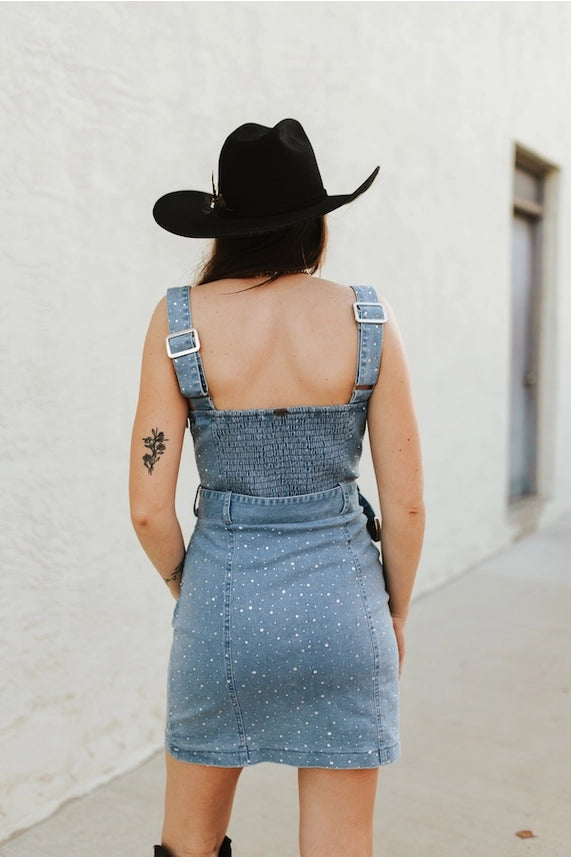 Rhinestone Cowgirl Denim Mini Dress