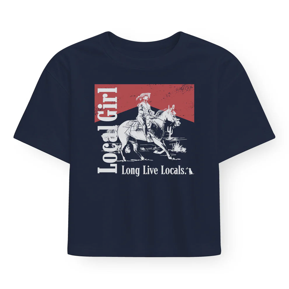 LG Graphic Cropped Tee- Smoked Cowgirl