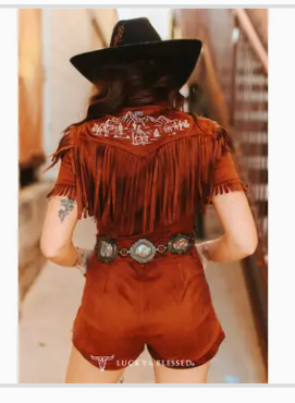Brown  Stretch Suede Romper