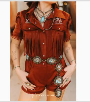 Brown  Stretch Suede Romper