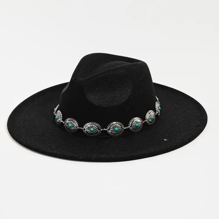 Western Concho Chain Fedora Hat