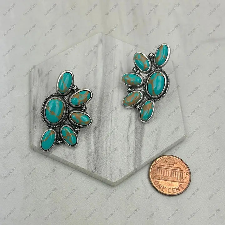 Half Flower Cluster Stud Earrings