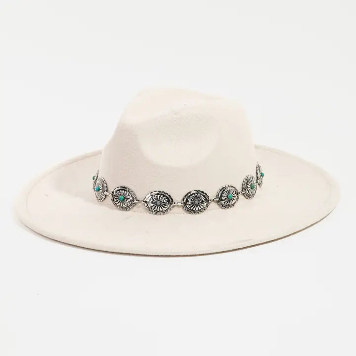 Western Concho Chain Fedora Hat