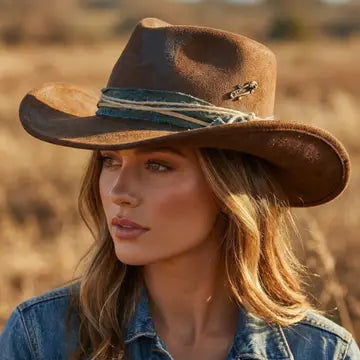 Vintage Strap Safety Pin Western Cowboy Hat