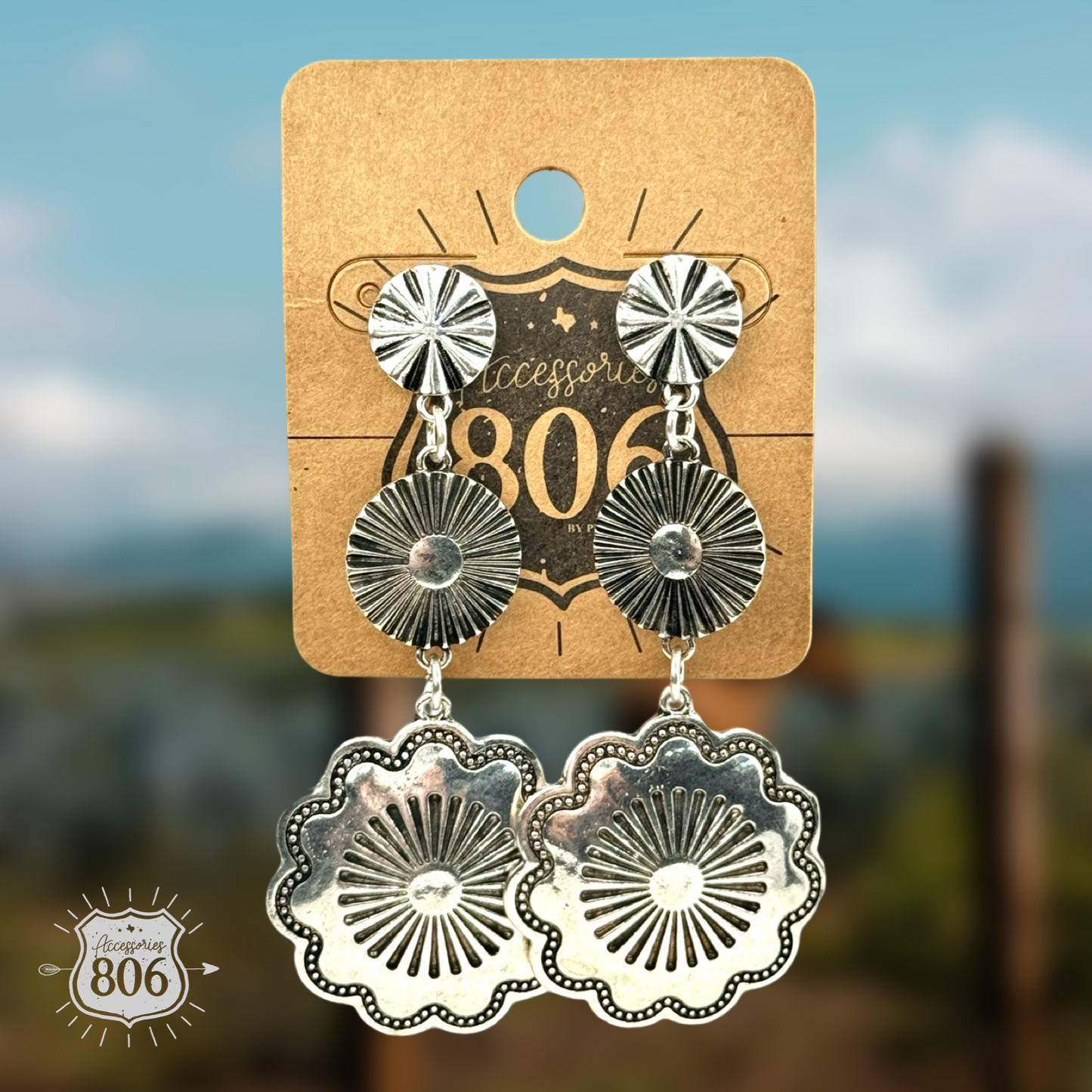 Western silver drop earring - LC
