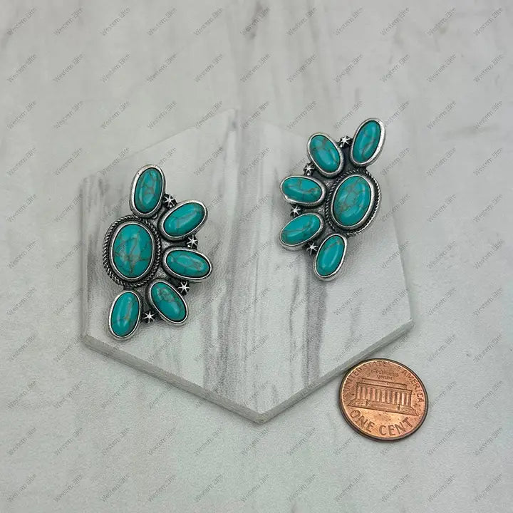 Half Flower Cluster Stud Earrings