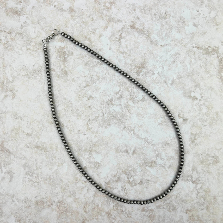 18 inch 4mm silver Navajo Pearl Beads